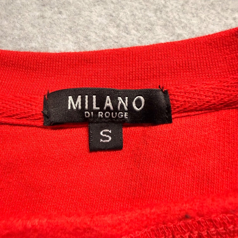 Milano Di Rouge Red Crewneck Sweatshirt Logo Graphic Pullover Small - Picture 4 of 7